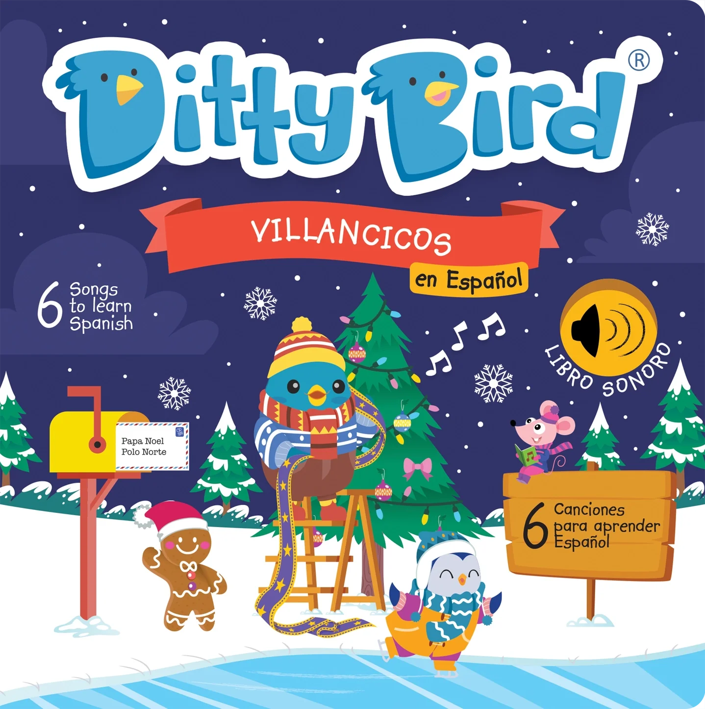 Livre sonore pour bébé Ditty Bird : Villancicos (espagnol-Noël)